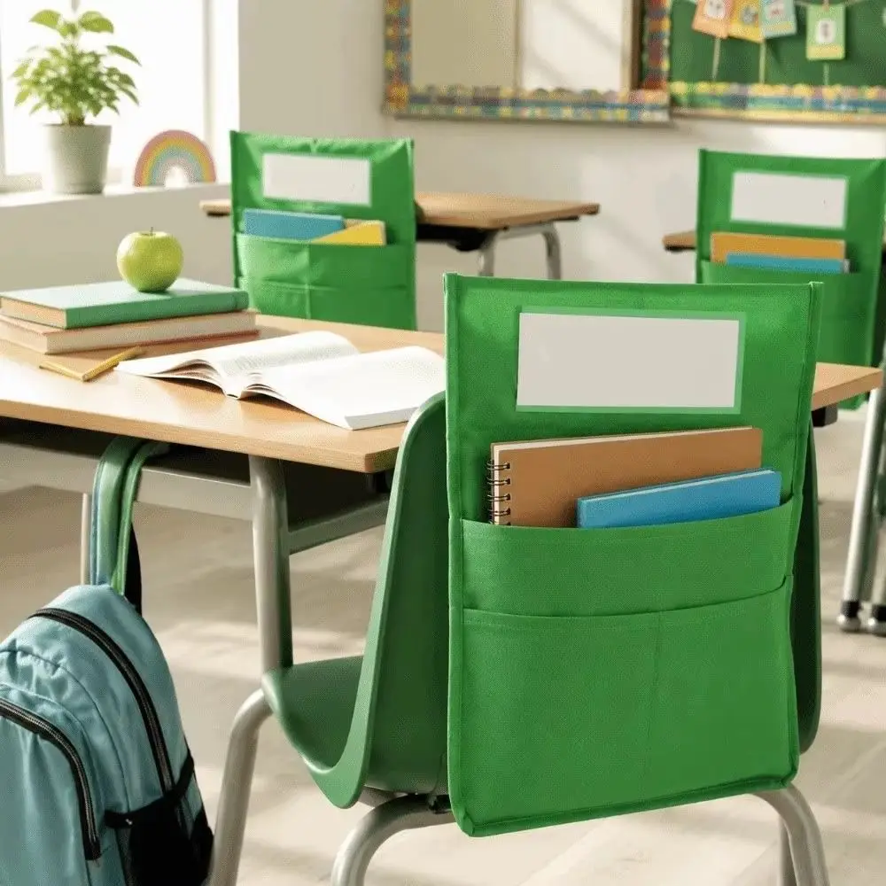 Classroom Chair Pocket Chair Back Organizer Multi-Pocket Storage Hanging Hanging Storage Bag Durable Bright Seat Back Organizer