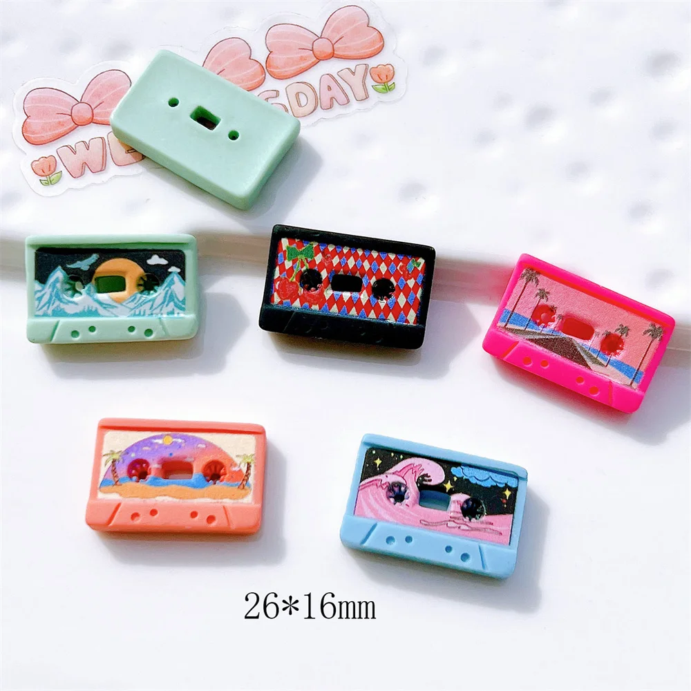 10Pcs Resin Simulation Retro Cassette Tape Creative DIY Miniature Home Arts Decoration Material Storage Box Phone Case Accessory