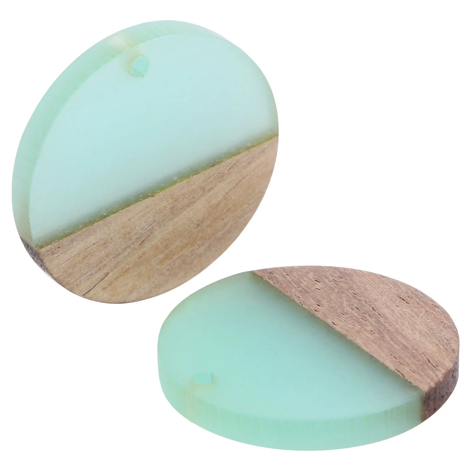 10Pcs Flat Round Resin Wooden Pendants Lightweight Polished Smooth DIY Jewelry Pendant Charm for Earrings Necklace Making Craft