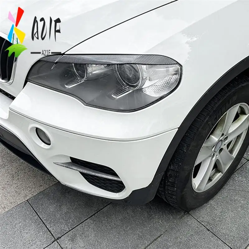 

A21F-Car Front Headlight Cover Head Light Lamp Eyelid Eyebrow Trim ABS For BMW X5 E70 2008-2013