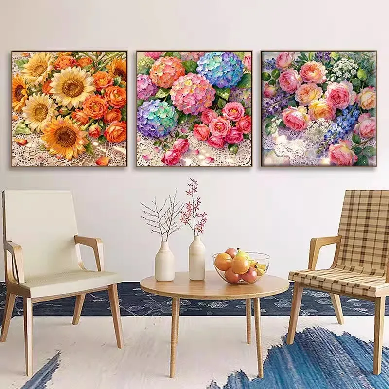 

Набор для вышивания крестиком 14CT 9CT 75x75см: Кролики в саду, с нитками и иглами, для домашнего декора и рукоделия