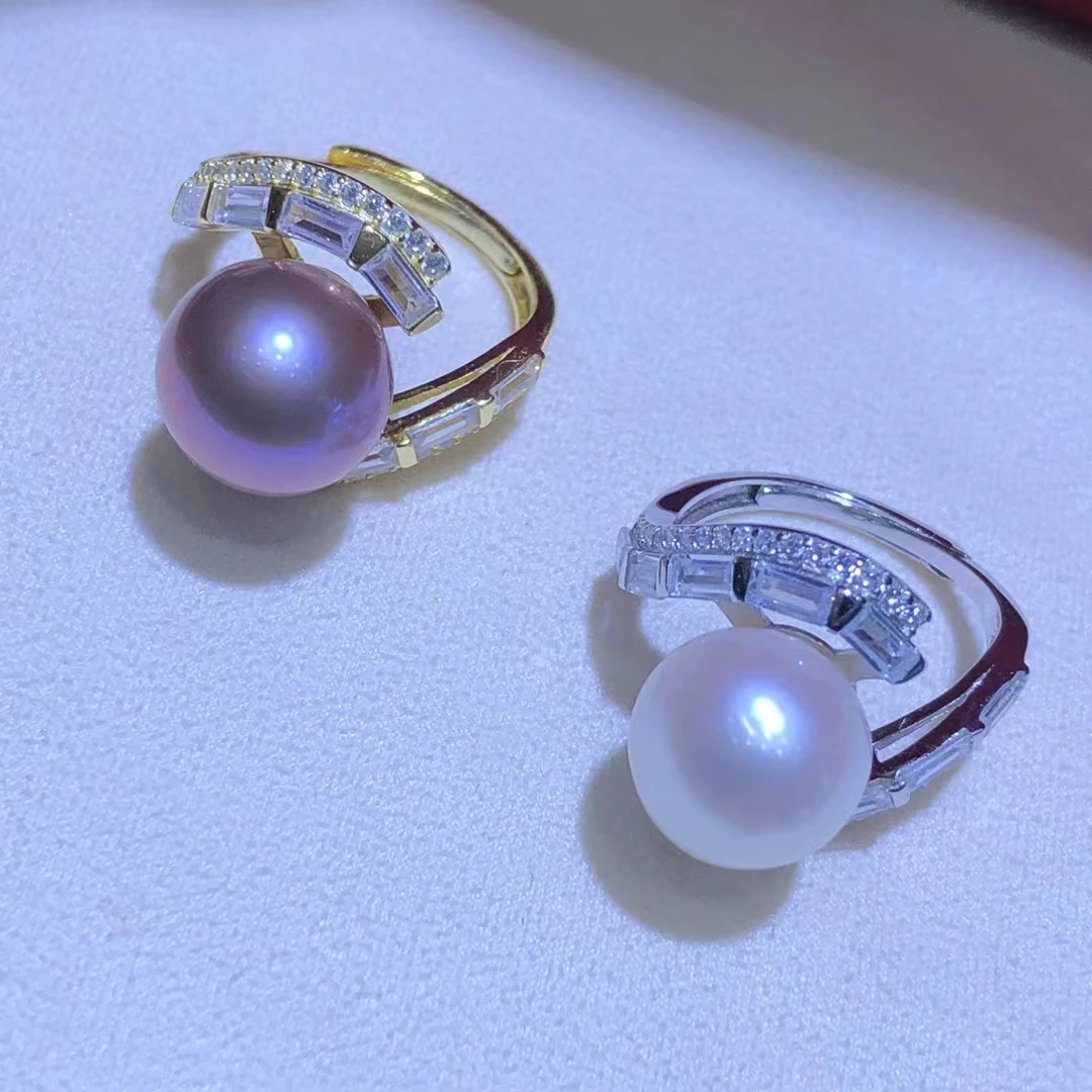 

Регулируемое кольцо из стерлингового серебра 925 пробы, фурнитура, крепления, аксессуары, детали для жемчуга 11-12 мм, 5 шт./лот