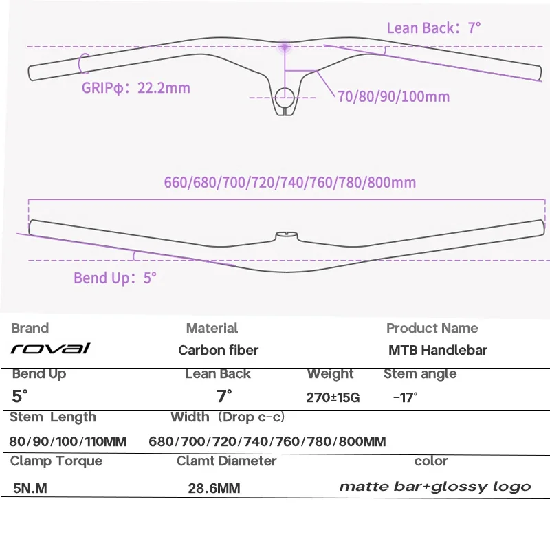 multicolour carbon Handlebar Carbon bike Handlebar MTB Bike parts bike frame stem -17 degree 660--800mm 60/70/80/90/100/110mm