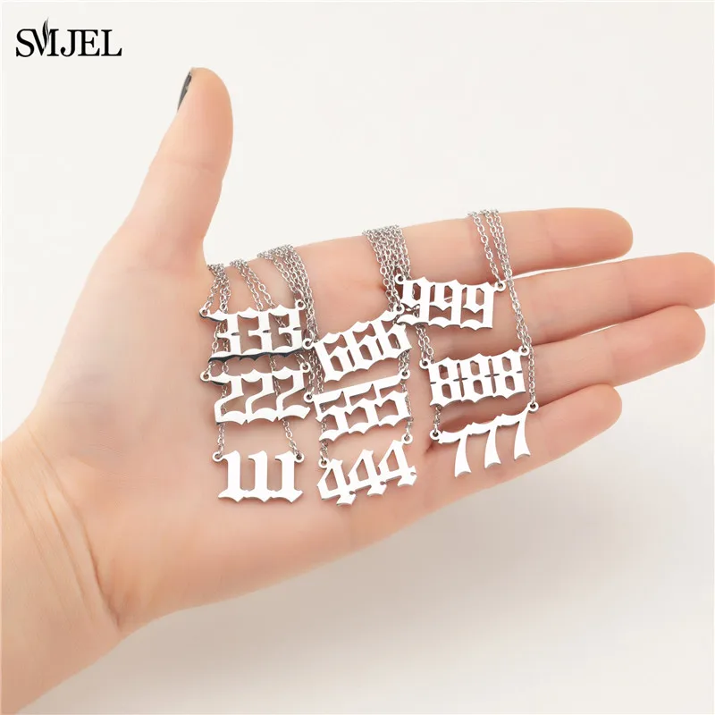 Stainless Steel Angel Number Jewelry 111 222 333 555 888 999 666 444 777 Angel Number Necklace Women Men Unusual Believer Gift