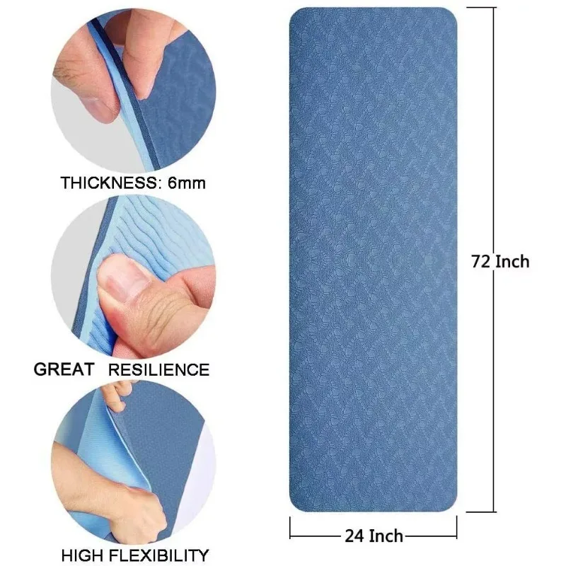 183*61cm Thick Yoga Mat Gym Anti-skid Sports Workout Mat  Pilates Gymnastics Mat Accessories Home Fitness Equipment Bodybuilding