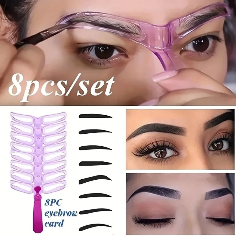 8Pcs Reusable Eyebrow Stencils,Eyebrow Shaping Kit,Eyebrow Makeup Template,Eyebrow Shaper-8 Styles For Different Eyebrow Shapes