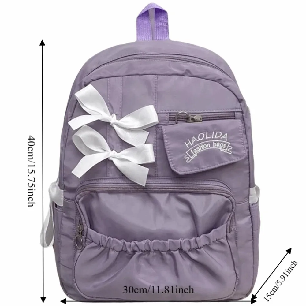 Tas Ransel Kanvas Manis dengan Pita, Kapasitas Besar, Gaya Harajuku, Tas Sekolah untuk Pelajar, Tas Penyimpanan, Tas Selempang Kanvas Gaya Kuliah, Tas Travel