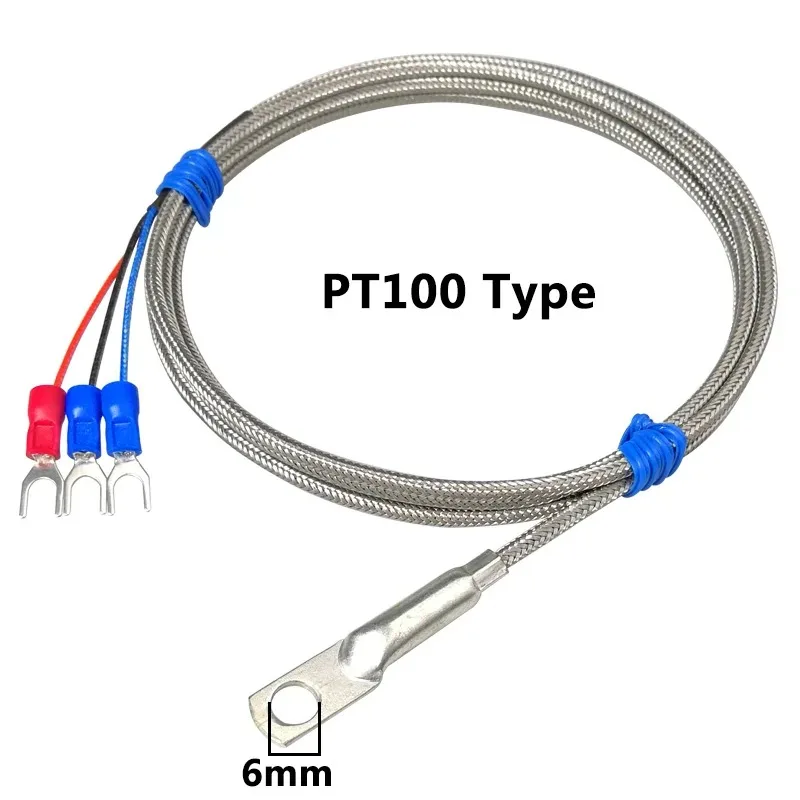 6 ミリメートル穴ワッシャー K/PT100 タイプ熱電対温度センサープローブ 1-10 メートルケーブル工業用温度センサー 0 〜 600 ° C