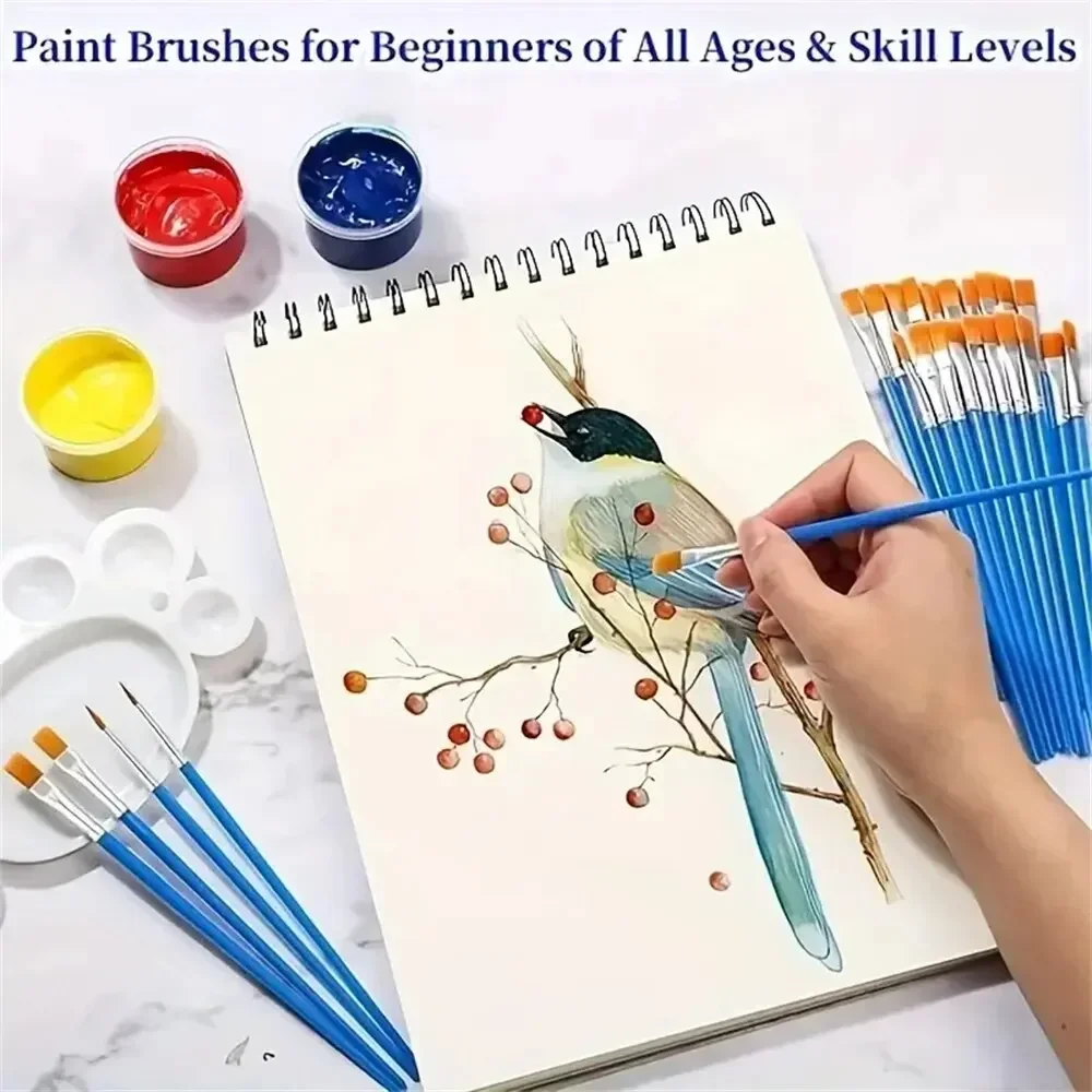 30 stuks kleine fijne nylon haardetail platte kwast voor tekenen aquarelborstels penselen pen voor student kunst briefpapier