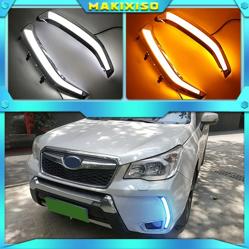 

1set For Subaru Forester 2013 2014 2015 2016 2017 2018 LED DRL Daytime Running Light Daylight Waterproof yellow Signal lamp