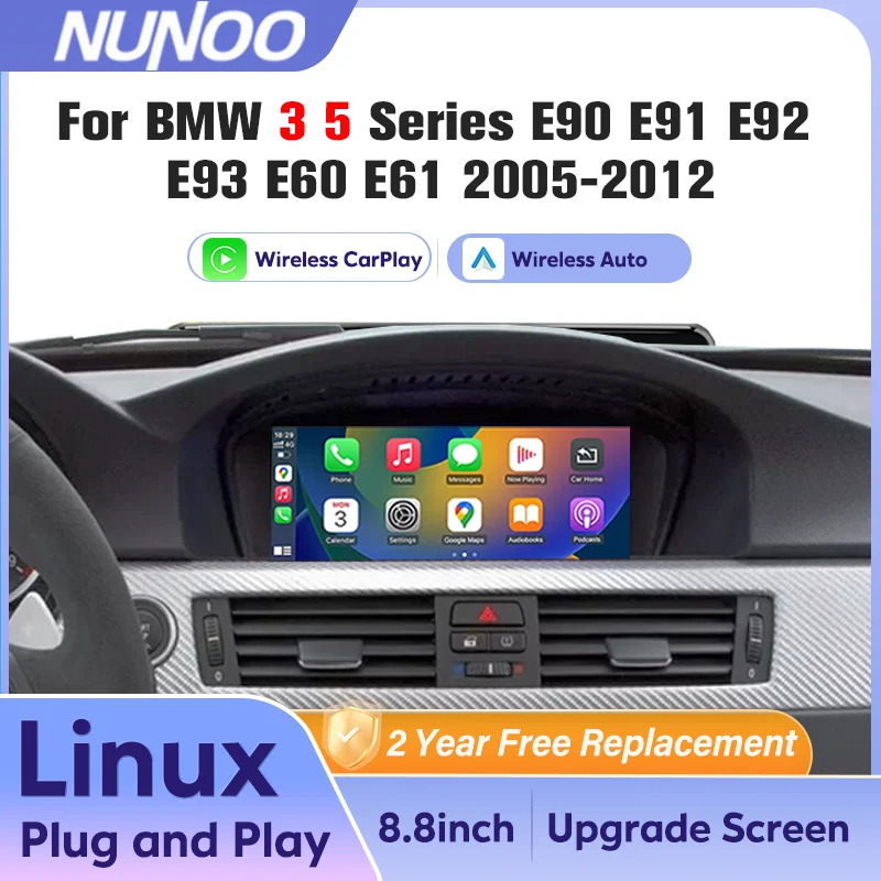 Écran Carplay sans fil pour BMW série 3 5 E90 E91 E92 E93 E60 E61 2005 – 2012, lecteur multimédia de voiture, Radio de Navigation GPS