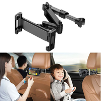 Telescopic Car Rear Pillow Phone Holder Universal Mounting Bracket Tablet Headrest Bracket Rotating Car Seat Black Rear Stand