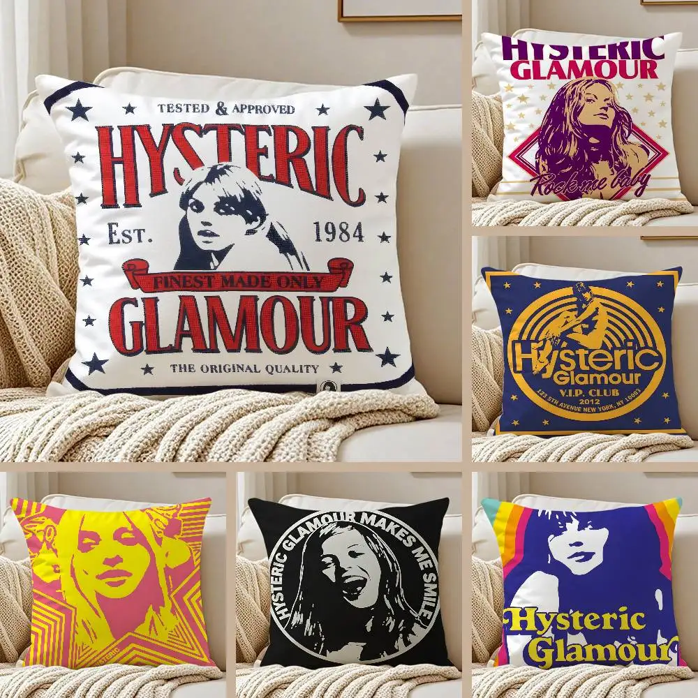 Jap-Modischer H-Hysteric Casual Glamour Anti-Dustmite-Kissenbezug, unsichtbarer Reißverschluss, seidiger kurzer Plüsch-Sofa-Kissenbezug