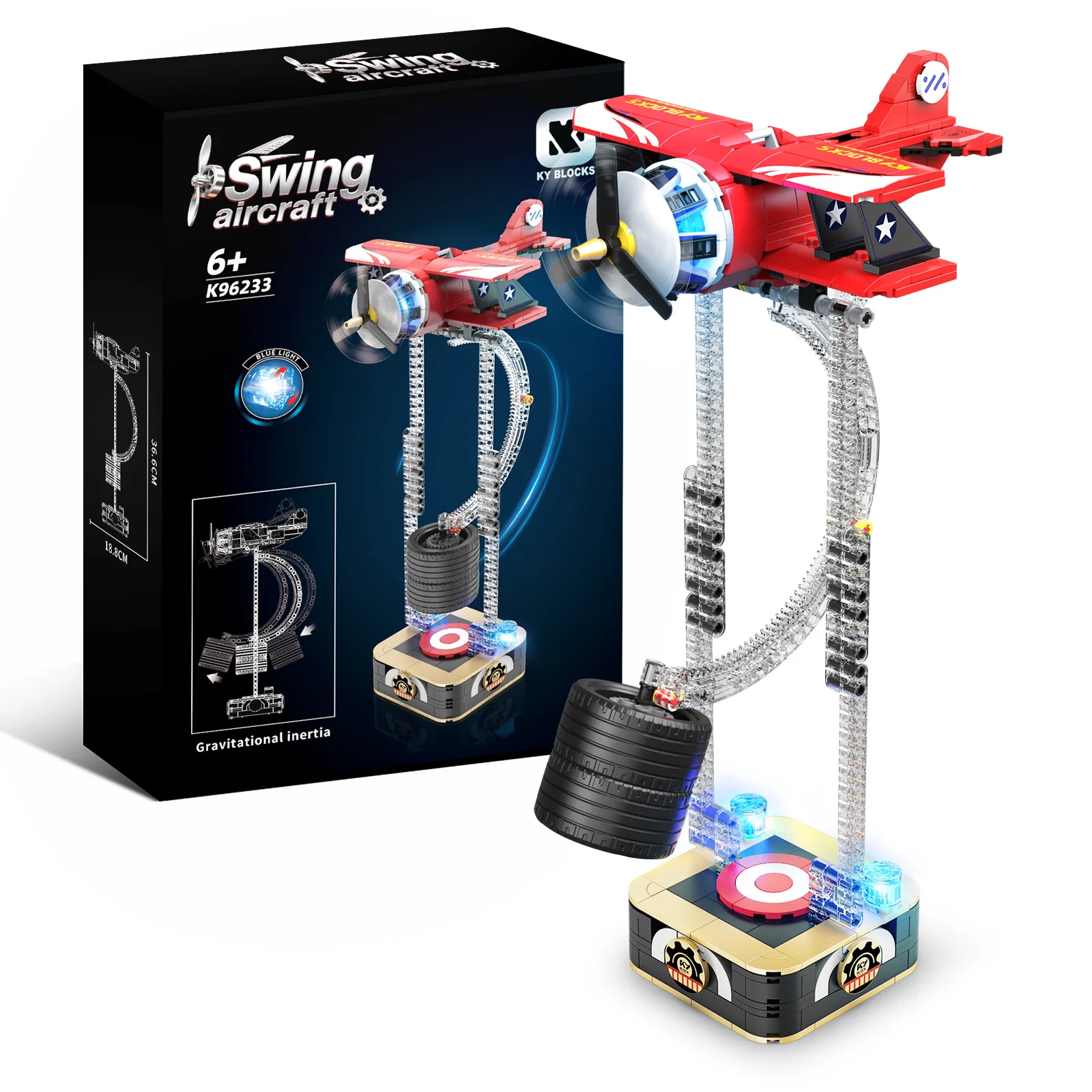 96233 Gravity Swing Space Airplane Model 460PCS Building Kit with LED Light Creative STEM Educational Toy Gift for Kids Adults