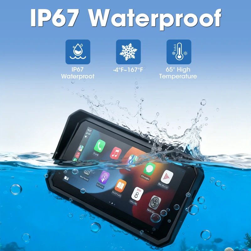 Navigasi GPS Motor Carplay 6,25 inci, Pembongkaran Cepat, Tahan Air IP67, Multimedia WIFI, Android Auto, untuk Dashboard Motor