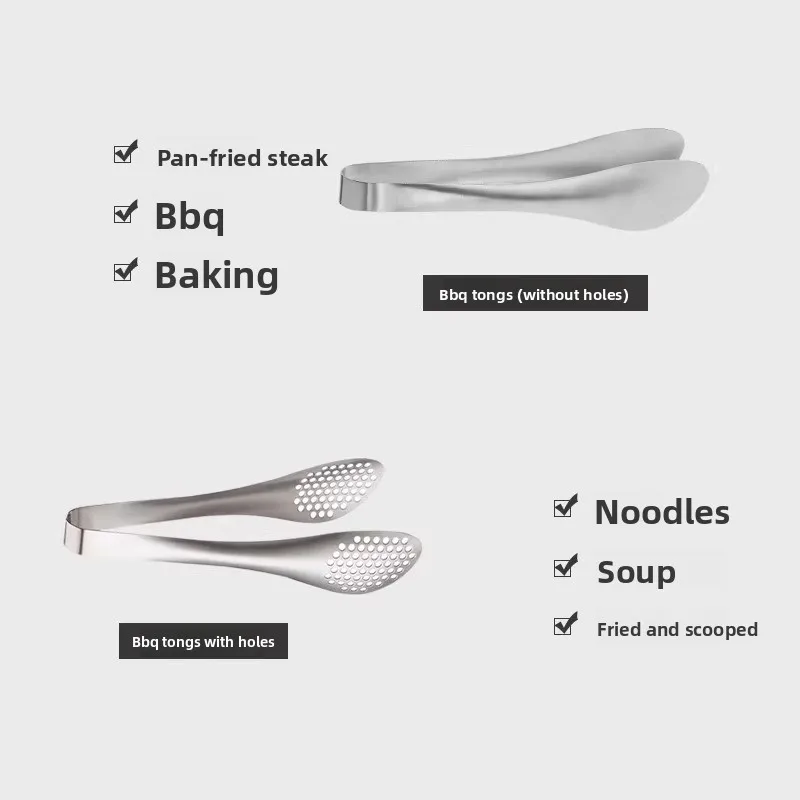 

Seamless Food Tongs with Draining，Holes Professional BBQGrill Turner Locking Clip，EasyClean Kitchen Utensil for Cooking Flipping