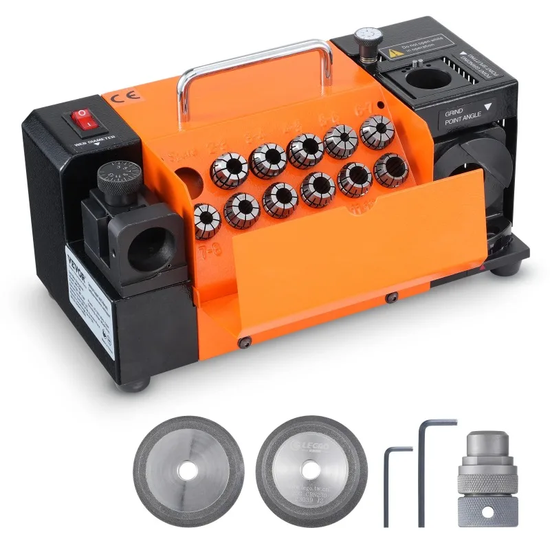 SucceBuy Drill Bits Sharpener 3-13mm Mill Grinder Sharpener Portable Sharpening Angle Grinder W/ 11 Collet for Factory Workshop