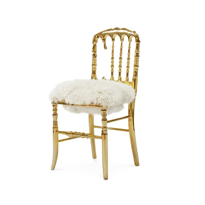 Pure copper dining chair Modern simple leisure chair High-end living room dining chair