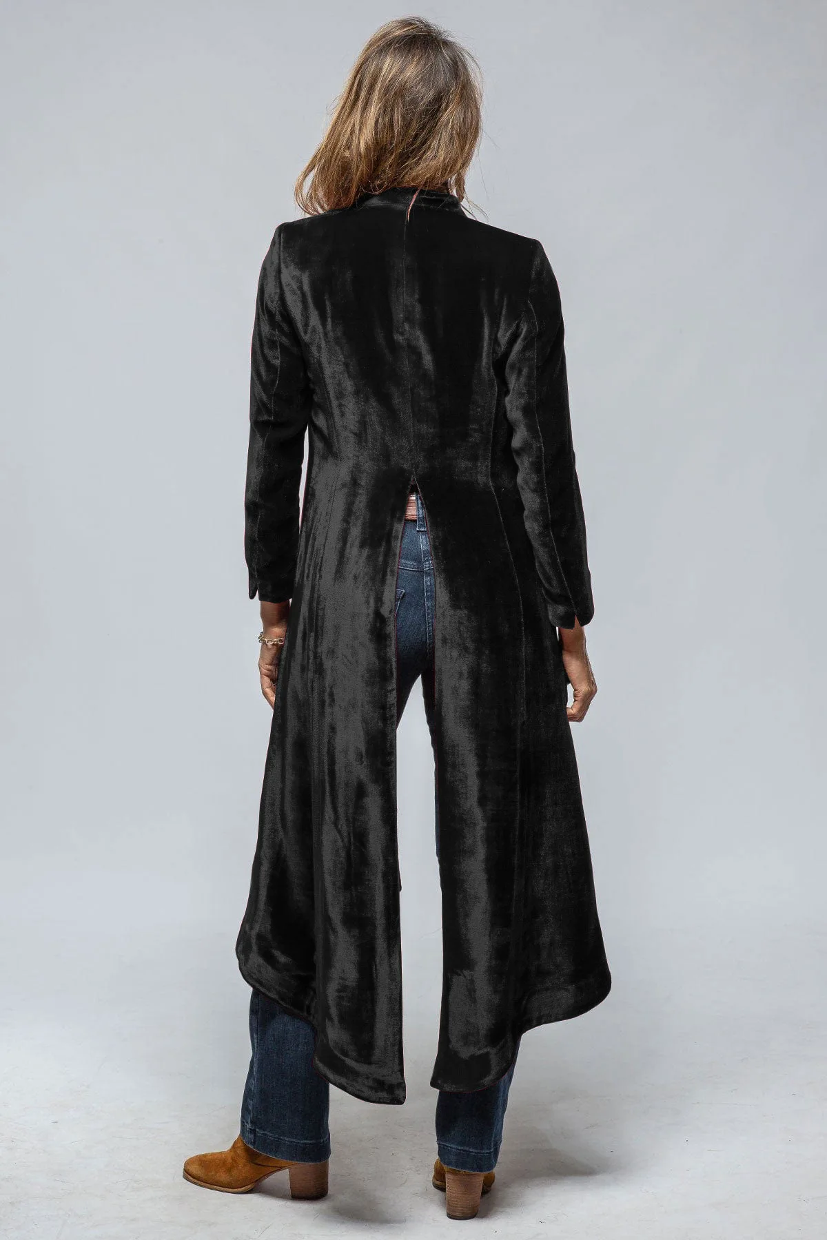 2024 new European and American velvet long cardigan solid color retro split coat windbreaker loose coat