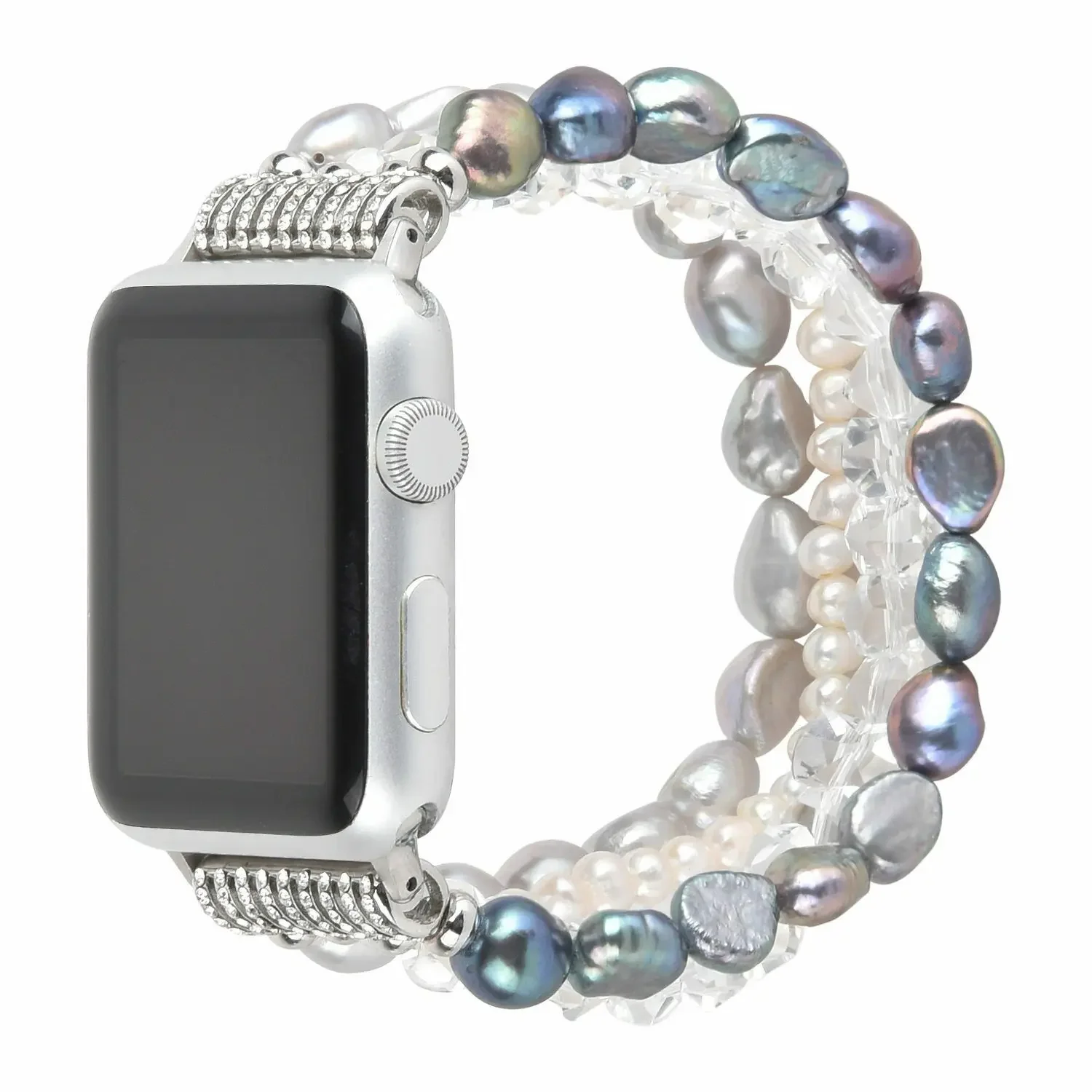 Women Crystal Diamond Pearls Strap For Apple Watch Series 10 9 8 7 6 5 4 3 Band Jewelry Bracelet For iWatch 40 41 42 44 45 46mm