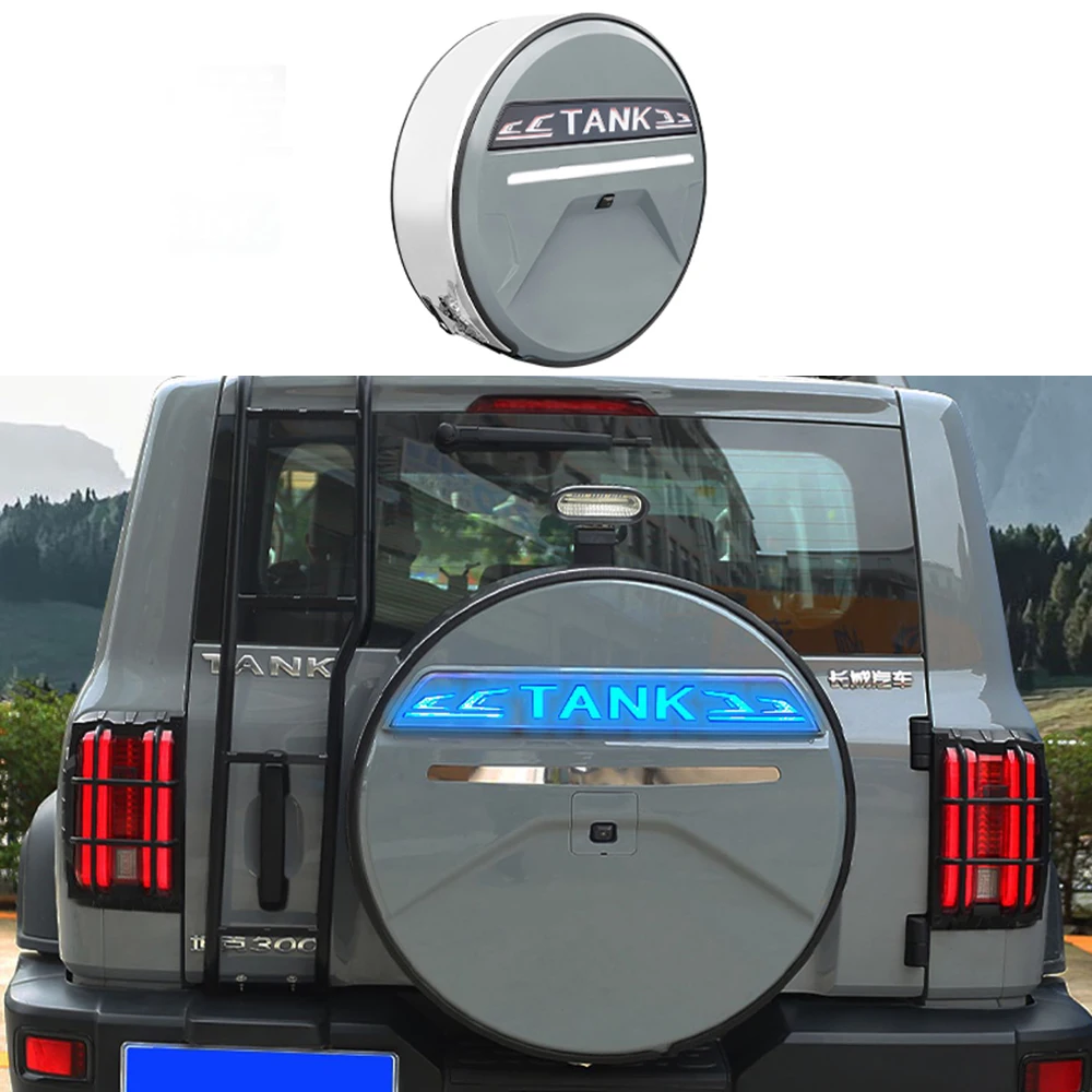 

Car Stainless Steel Modification Tailgate Tire Cover For Great Wall Tank 300 2022 2023 Decoration Accessories Spare Tire Cover