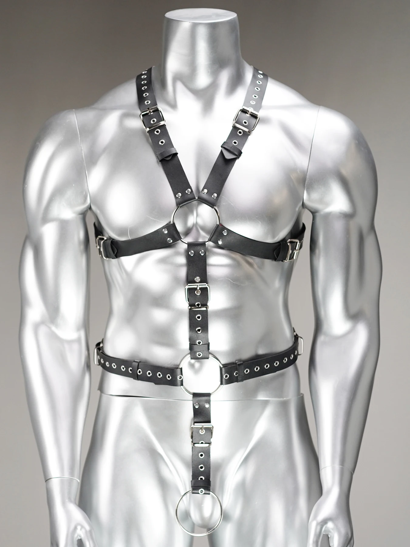 Punk Gothic Black PU Y Shaped Suspender Harness For Men Adjustable Decor Valentine Gift Carnival Club Party Outfit - view 4