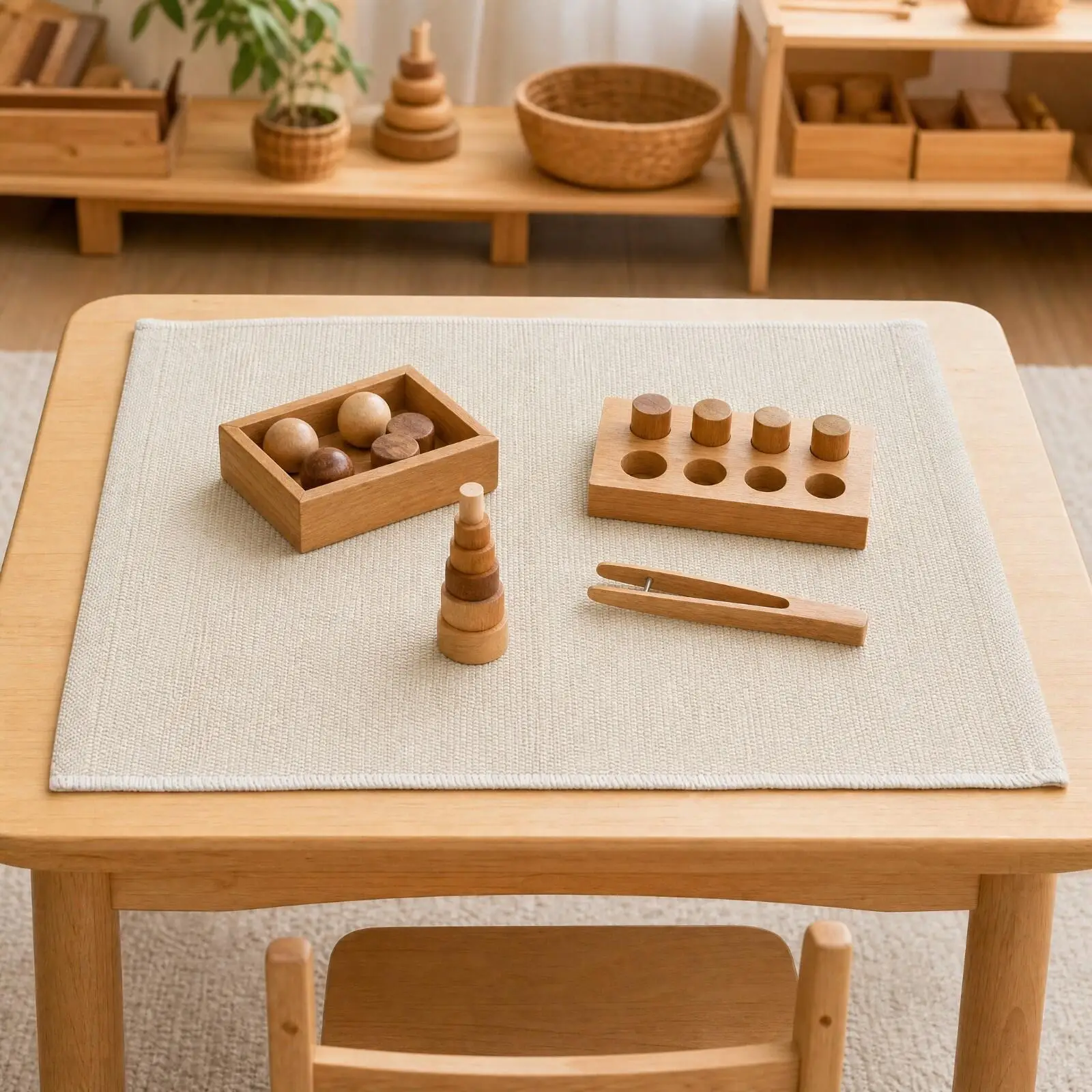 Children Learning Mat Cotton Rug for Early Education Activities with Defined Workspace for Playroom and Classroom