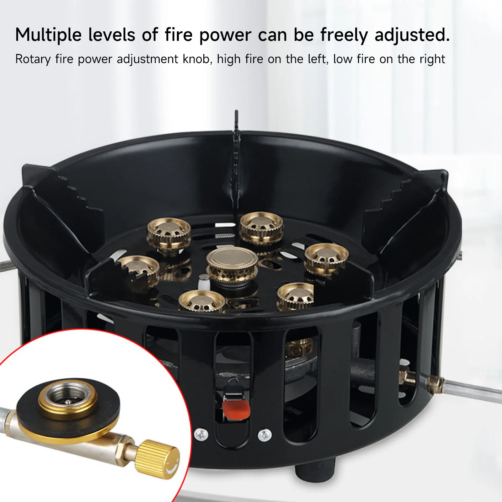 7-Core Camping Stove 21000W High-Power Strong Fire Portable Tourist Gas Burner Windproof Electronic Ignition Camping Equipment image 2