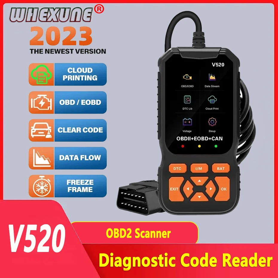 V520 Universal OBD2 Scanner Diagnostic Auto Check Engine Fault Error Code Reader Battery Tester for Read Car Drop Shipping