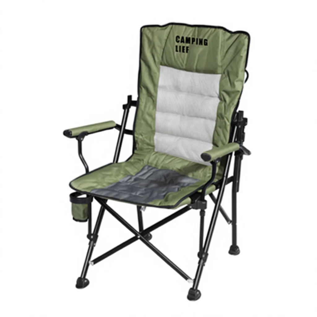 Portable Outdoor Folding Metal Wrought Iron Deck Chair Oxford Cloth Garden Chair, Suitable For Beach Camping BBQ Fishing Off-roa
