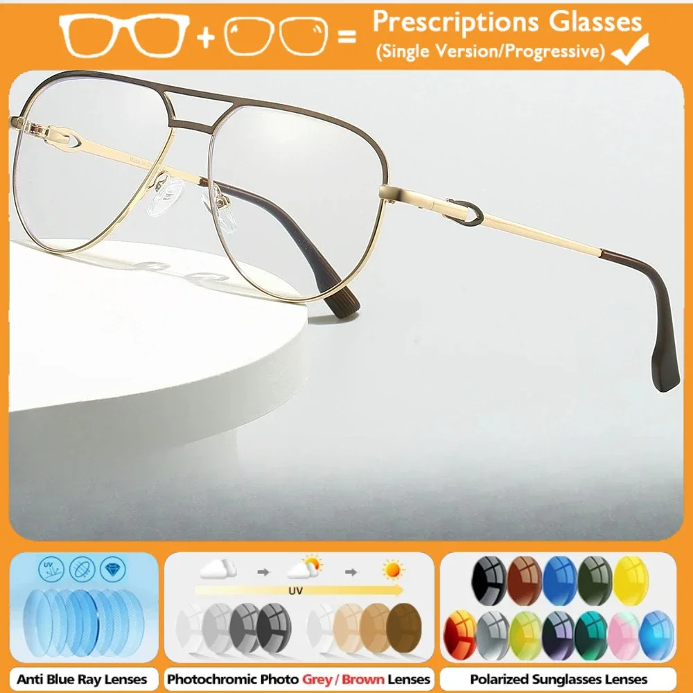 

KUXA мужские фотохромные прогрессивные очки-авиаторы по рецепту, оптические линзы, защита от ультрафиолета, модные солнцезащитные очки для дома и улицы