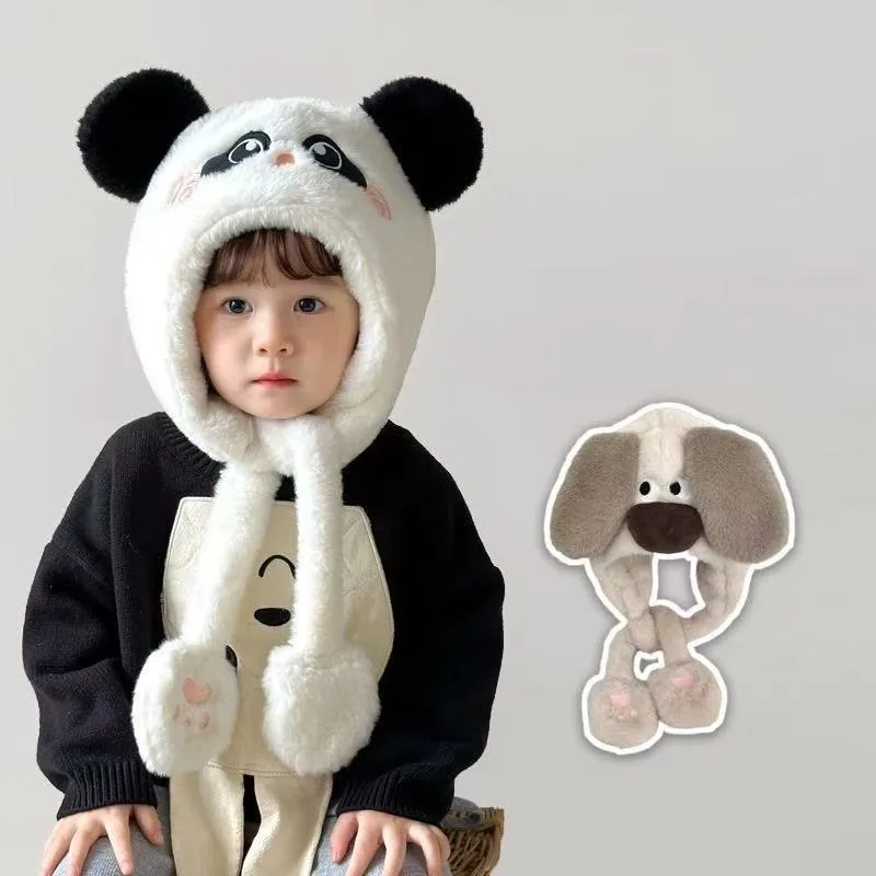 2025, Wintermütze für Kinder, niedlich, dick, Plüsch, Cartoon, süß, für Mädchen, warme Ohrenklappenmütze, Baby-Leifeng-Mütze, winddicht und atmungsaktiv.