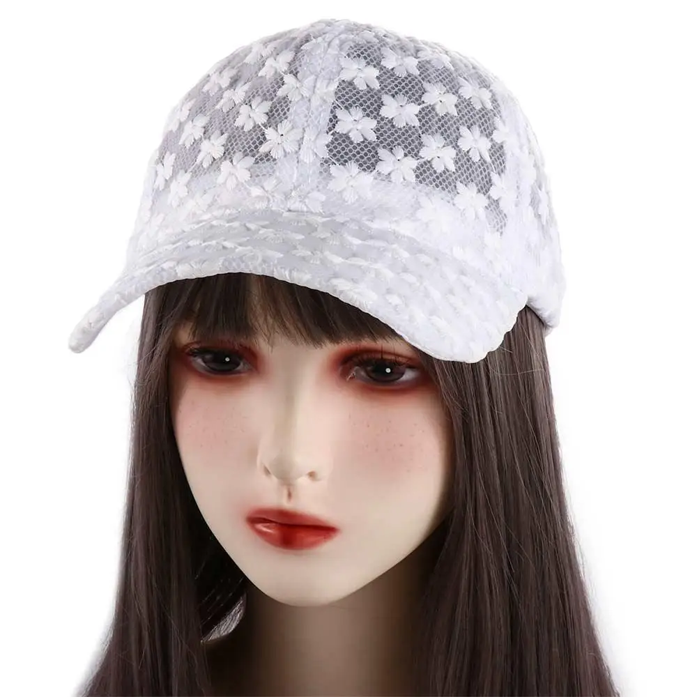 Adjustable Fashion Hip Hop Women Korean Girls Mesh Hat Lace Visors Cap Flower Baseball Cap