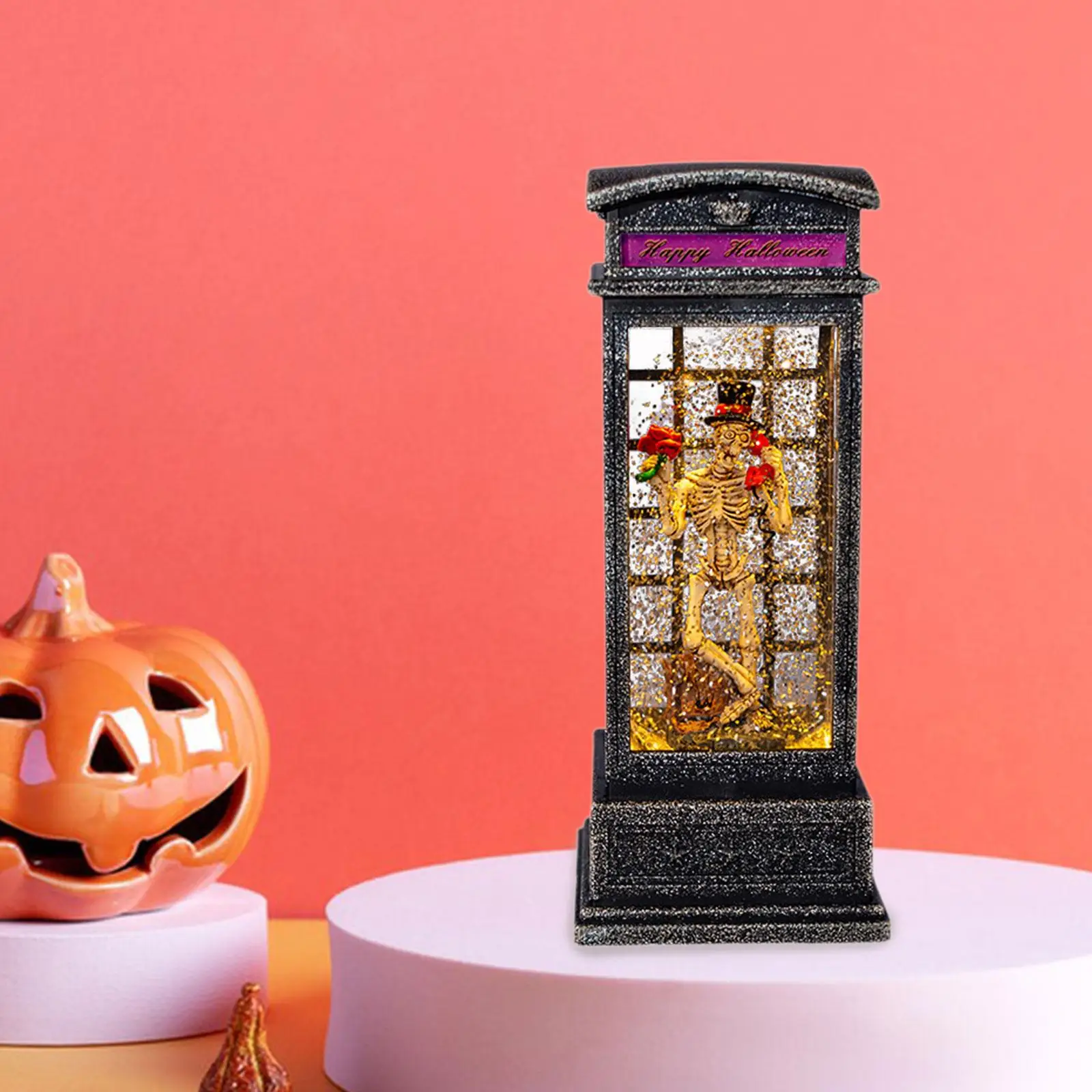 

Snow Globe Lantern Glowing with Terrifying Sound Holiday Glittering Lantern for Desk Halloween Party Living Room Cabinet Indoor