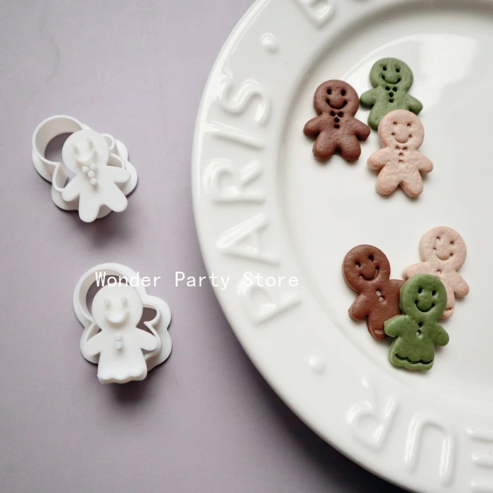 Christmas Cookie Cutter Gingerbread Man Stamp Mold Kids Christmas Party Embosser Biscuit Mold New Year Navidad Baking Decoration