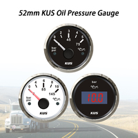 KUS 52mm Oil Pressure Gauge Meter 0-5Bar 0-10Bar with Red Yellow Backlight 12V 24V for Marine Car Yacht Universal