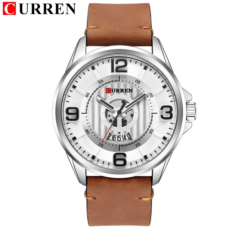 CURREN Fashion Mens Watches Chronograph Wristwatch Luxury Top Brand Sports Day Date Watch for Men Waterproof Leather Male Clock