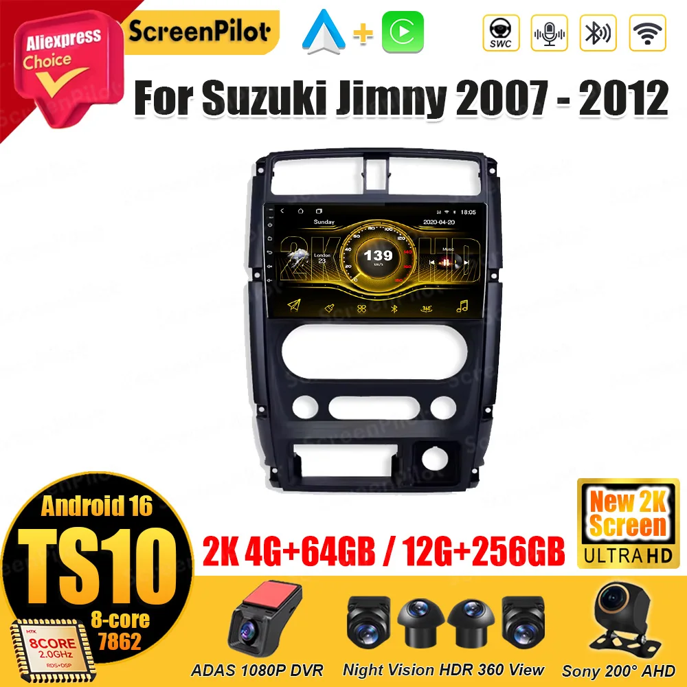 For Suzuki Jimny 2007 2008 2009 2010 2011 2012 Android 16 Car Radio Multimedia Video Player Auto GPS Navigation Mirror Link