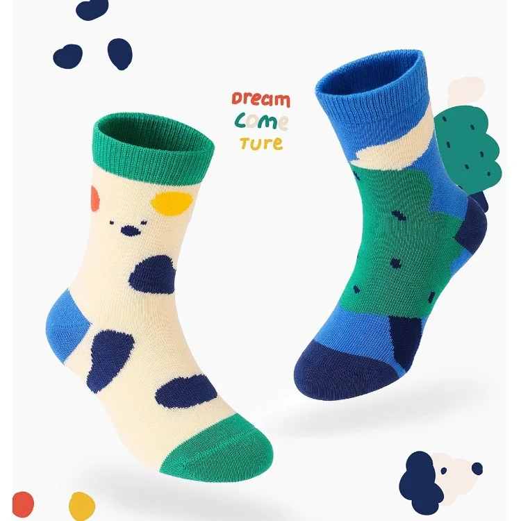 5 Paar Kinder-Crew-Socken in Kontrastfarben, 2-12 Jahre, Baumwollsocken für Jungen, weich, atmungsaktiv, Kinder-Mittellangsocken – Detail 10