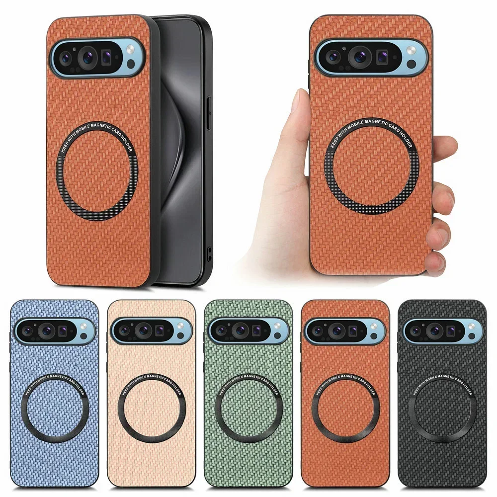 고급 비즈니스 가죽 마그네틱 폰 케이스 (구글 픽셀 10 Pro XL 9 A용) 맥세이프 무선 충전 보호 백 커버