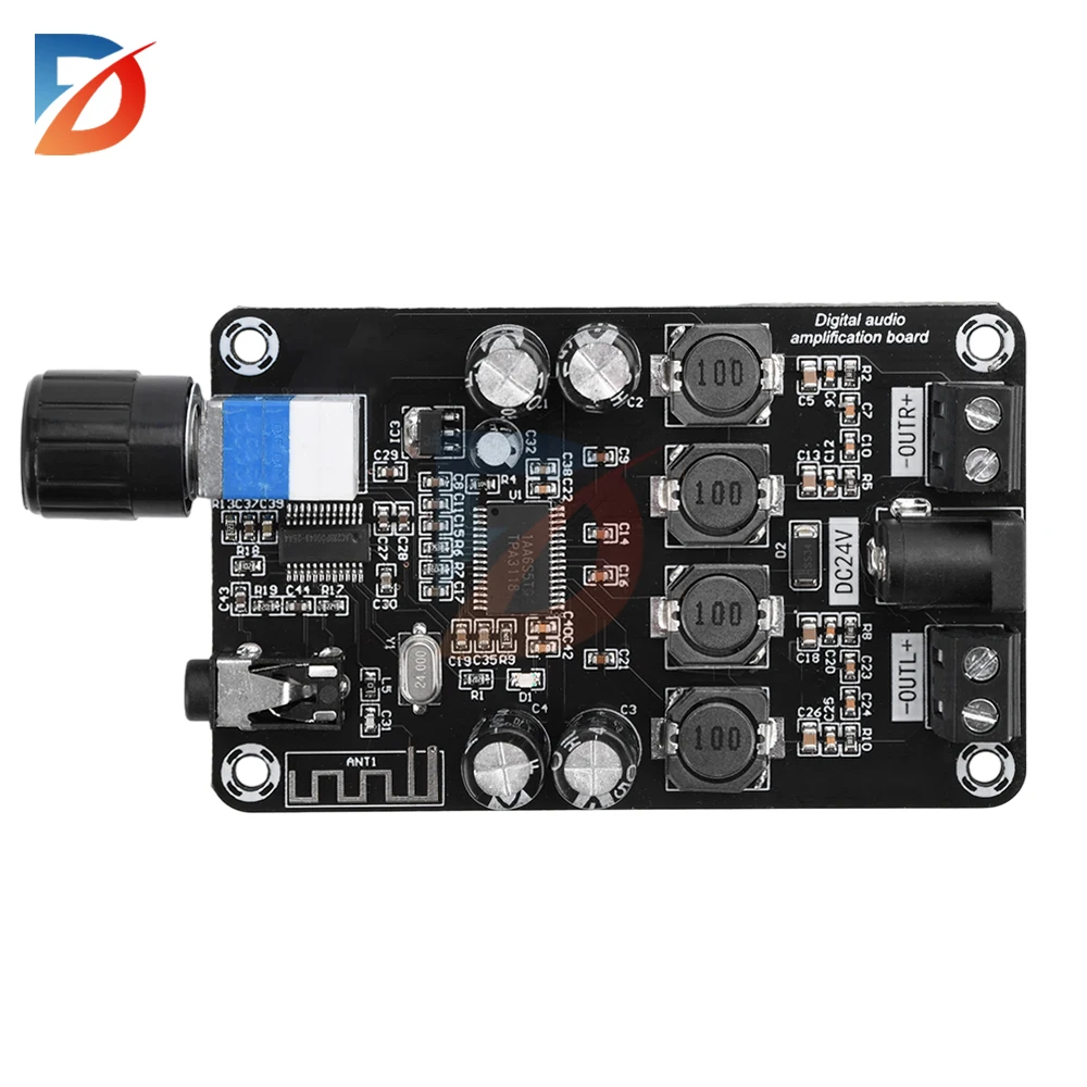 DC12V-24V Class D amplifier module 50W*2 HiFi stereo Bluetooth 5.0 audio amplifier with adjustable volume protection amplifier