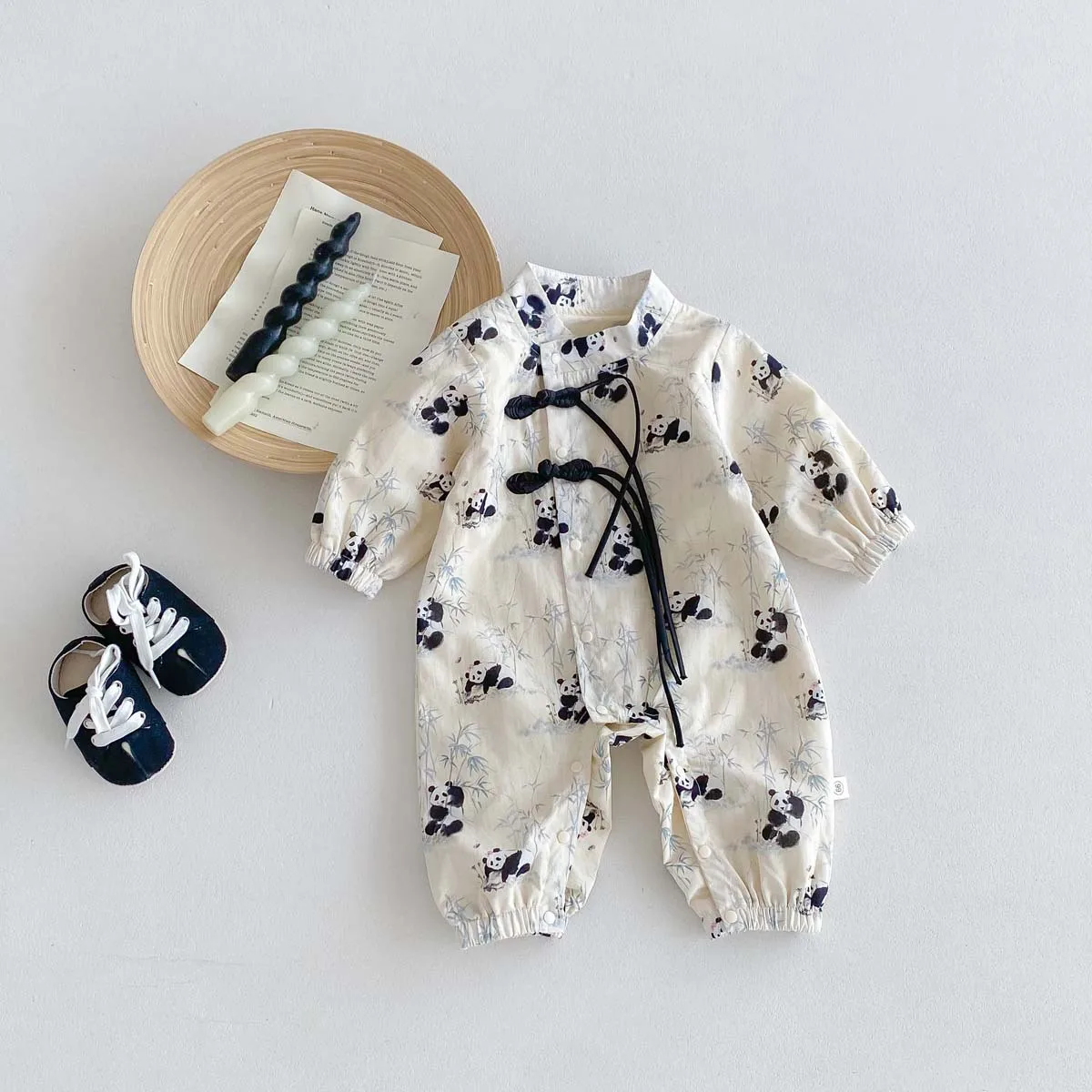 baby's-new-chinese-style-buckle-panda-long-sleeved-jumpsuit-2025-autumn-outfit-baby's-hundred-day-and-one-month-clothing