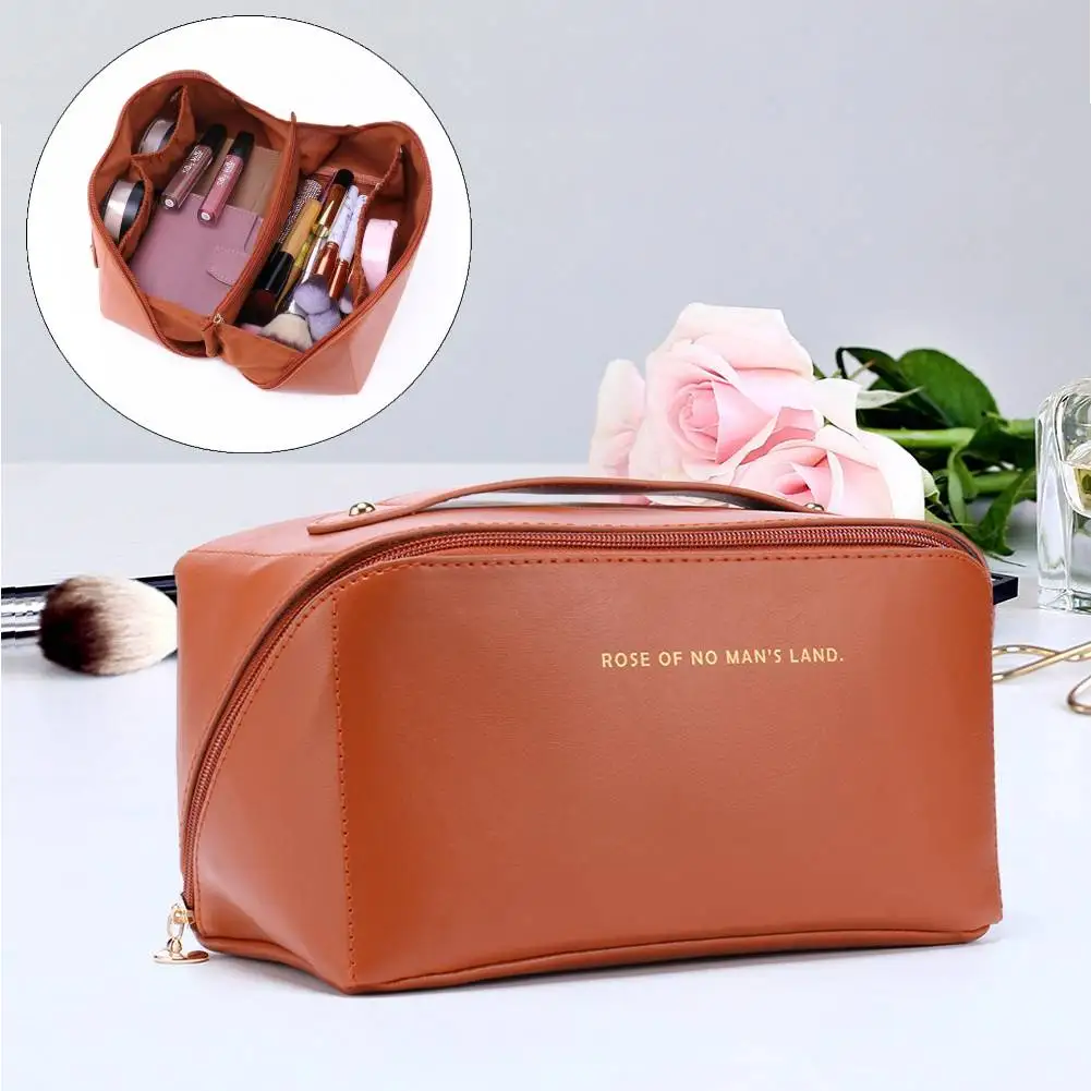 

Женская косметичка большой емкости, кожаный косметический органайзер, сумка для хранения стирки