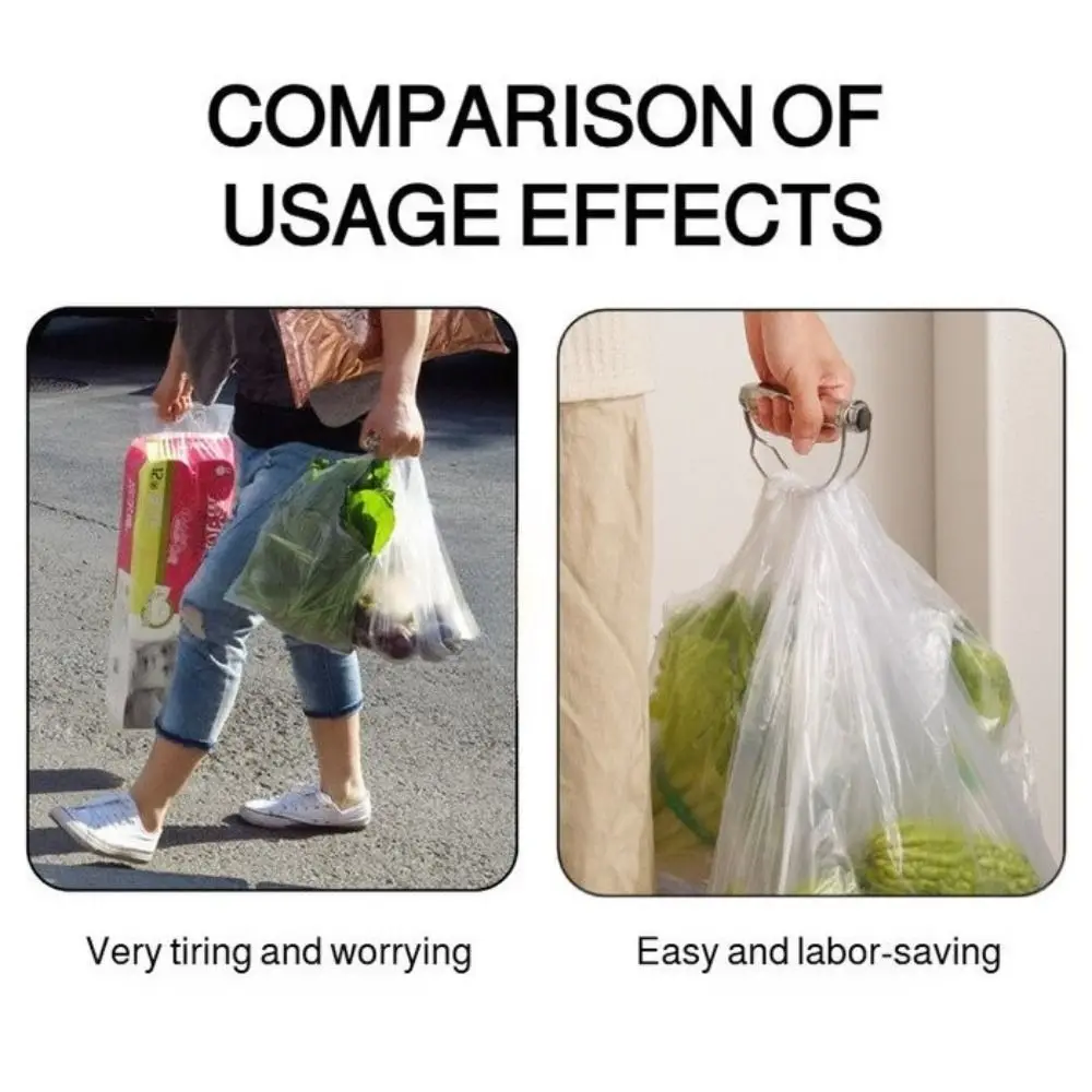 Stainless Steel Grocery Bag Handle Grip Labor-saving Bamboo Joints Vegetable Carrier Strong Load-bearing Grocery Bag Holder Clip