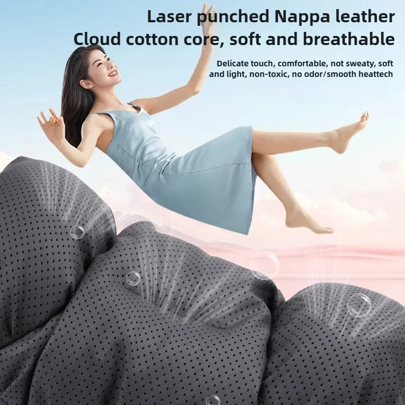 Punched Nappa Leather Car Headrest Lumbar Support Soft Car Neck Pillow Car Waist Pillow Seat Accessories Auto Neck Lumbar Pillow - Image 6