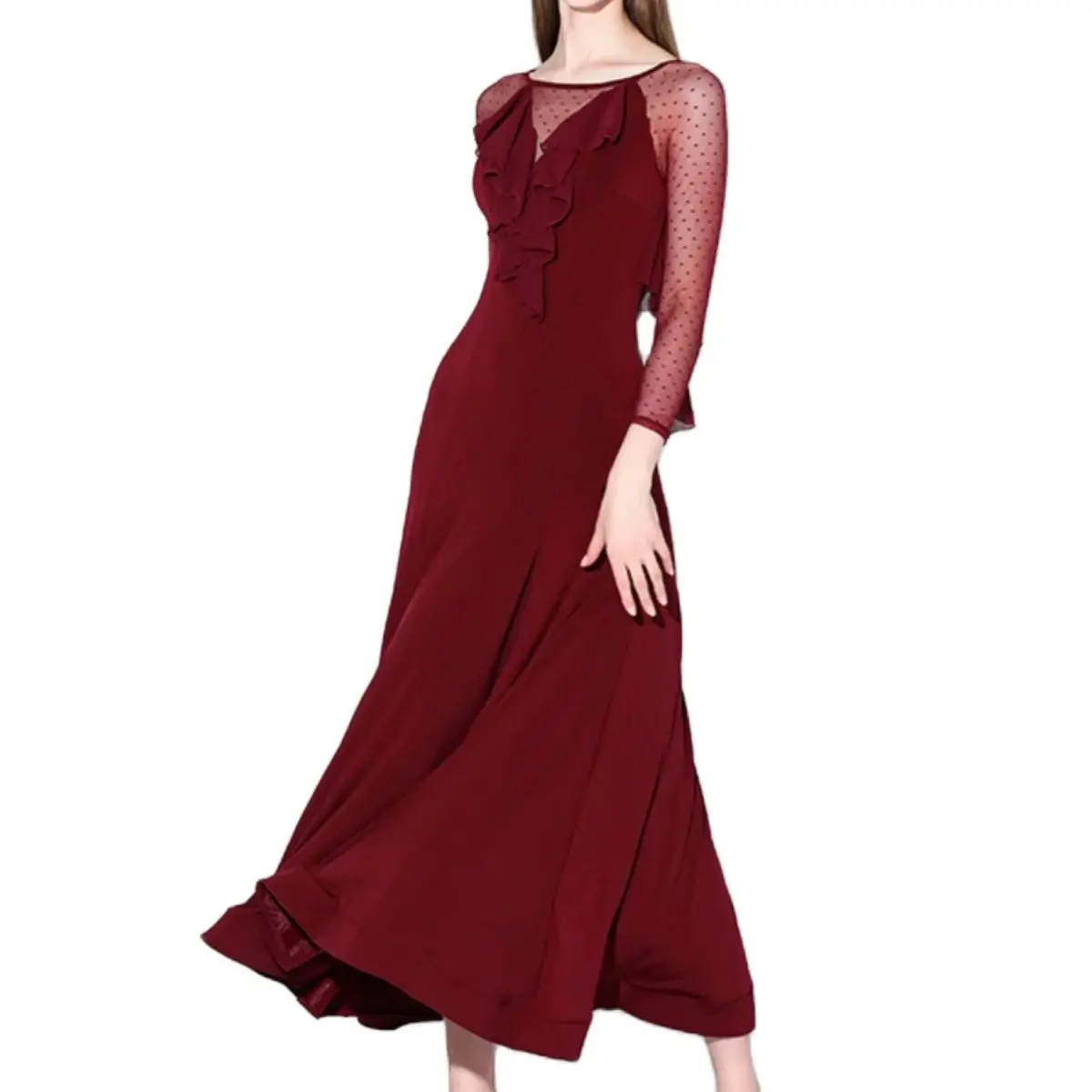 Robe balançoire à col en V pour femmes, olympiques de danse modernes, robe de valse pour vêtements de phtalenco, vêtements de danse flamenco, robe de Rhstandard