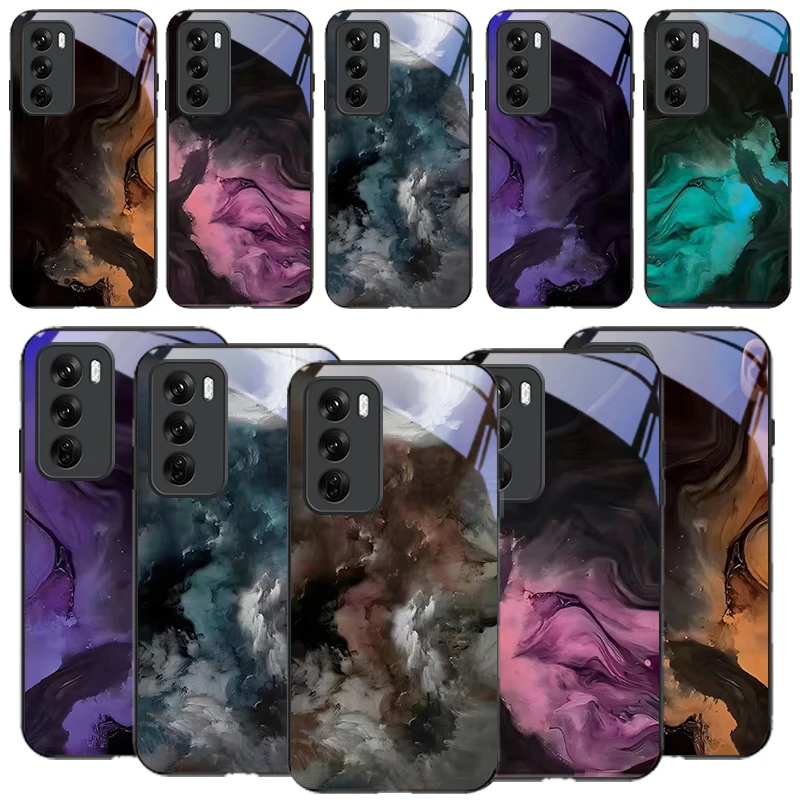 The Silence of Burning For Oppo Reno 6 Pro+/Reno 5 4 Lite/Reno 13/Reno 12/Reno 11/Reno 10 12 F 13F 11F Black Glass Phone Case