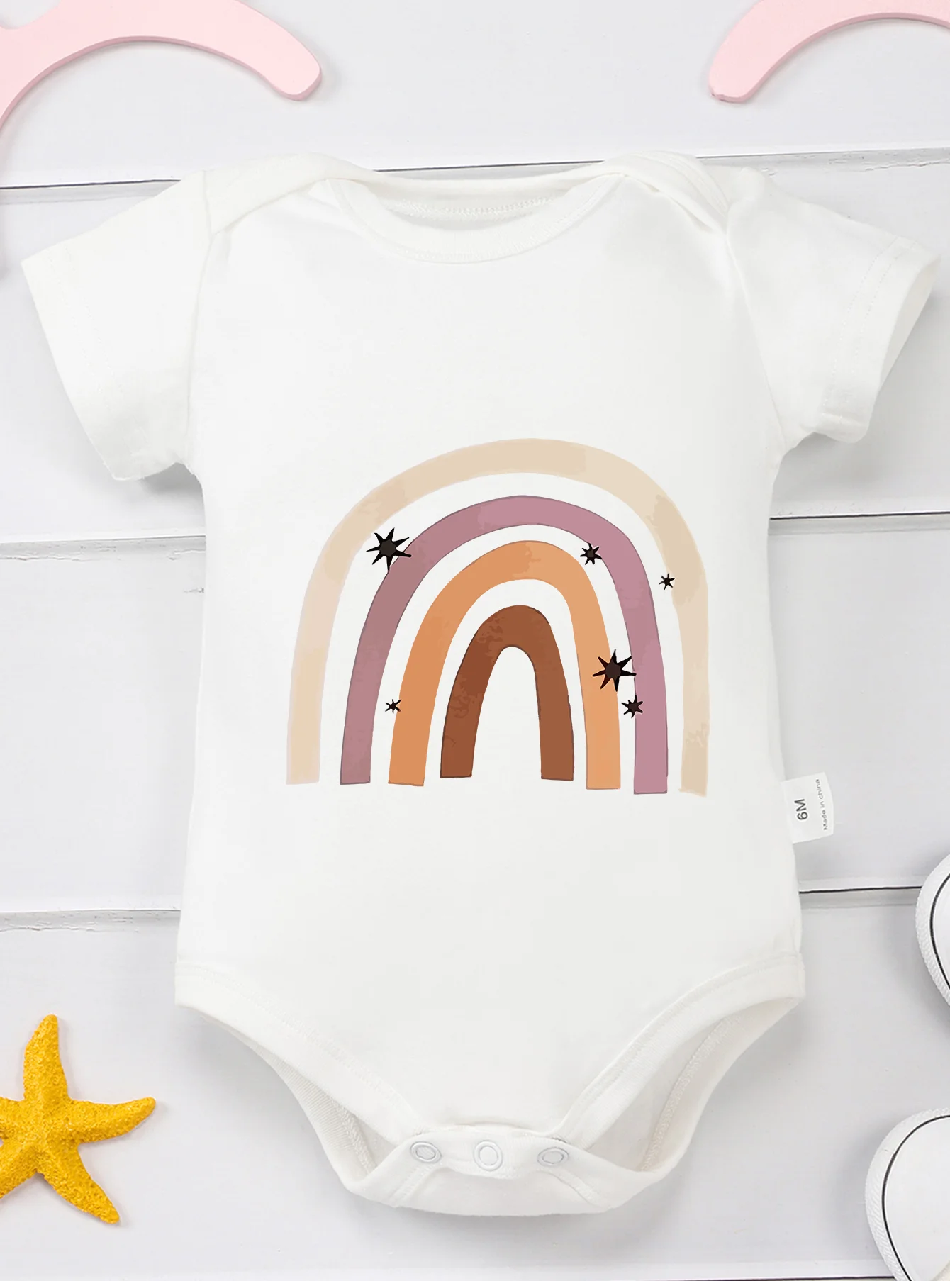 Short Sleeve Onesie Rainbow Pattern 0-24M Girl Boy Baby Jumpsuit Infant Harajuku Clothes Toddler Newborn Bodysuit Romper