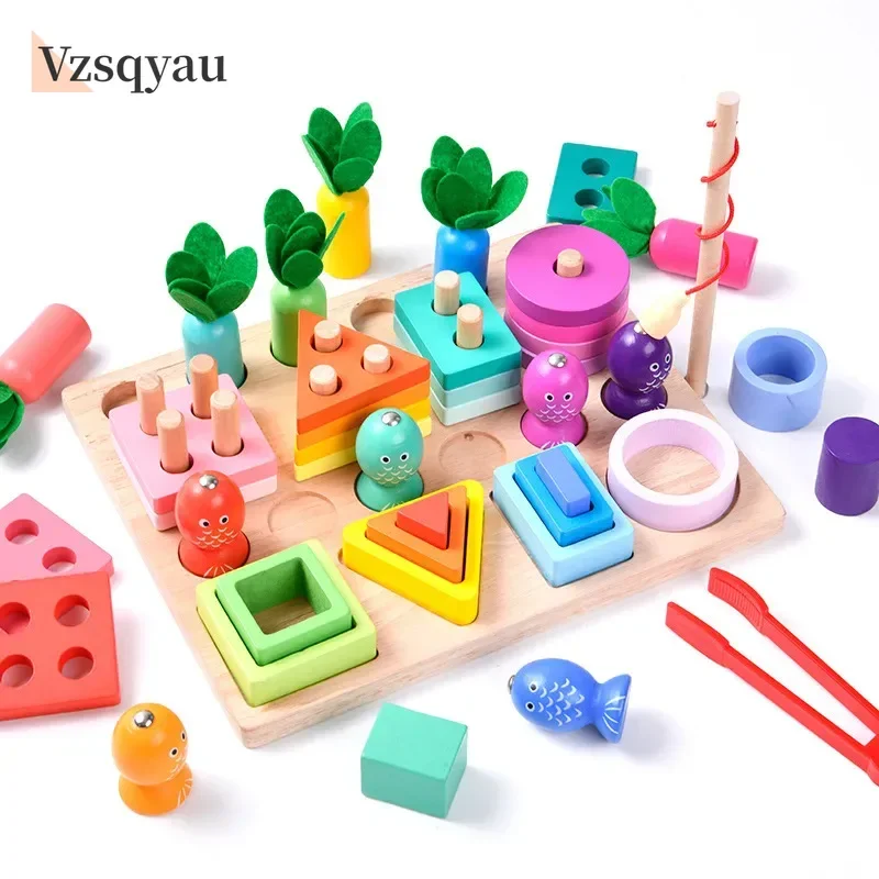 Jouets en bois Montessori pour enfants, jouets empilables de tri en bois pour bébés et tout-petits, trieur de couleurs de formes éducatives, cadeaux pour enfants d'âge préscolaire