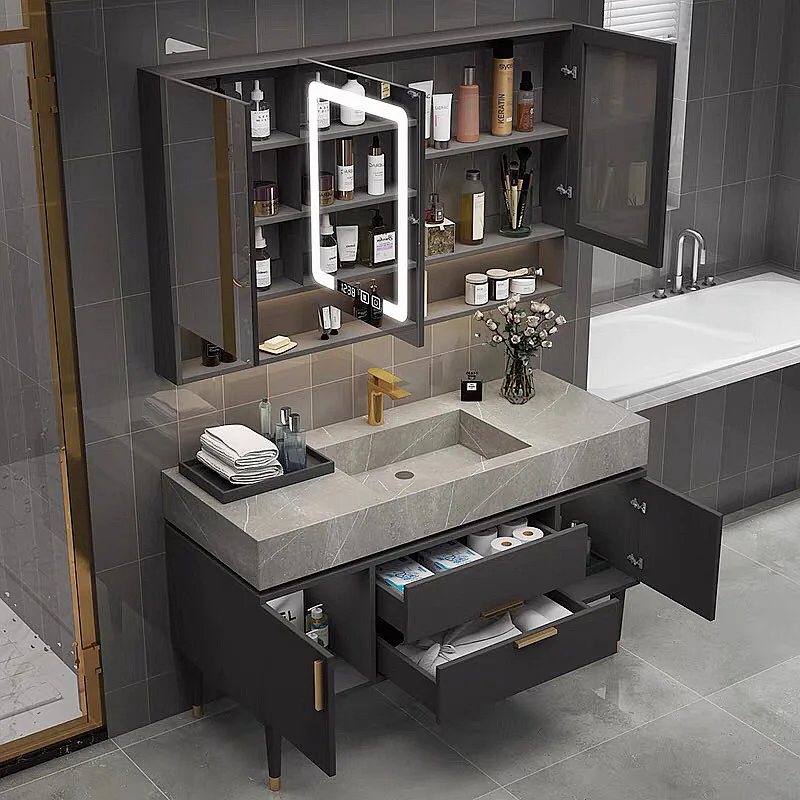 #Light Luxury Stone Slab Bathroom Cabinet Combination Washbasin Washbasin Integrated Basin Bathroom